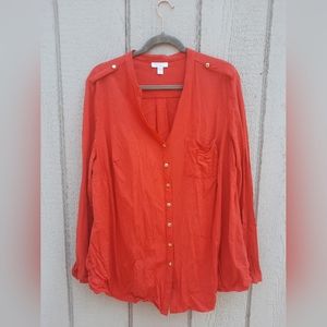 Charter Club Woman Red Polka Dot Blouse Size 2X